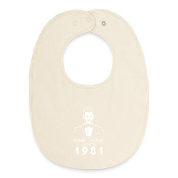 44. Geburtstag Living Legend (GENT) since 11/1981 - Baby Organic Bib - soft Ecru - Front