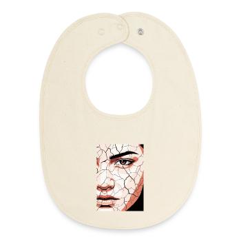 Abstract Face Portrait Cracked Surreal Desert - Baby Organic Bib - soft Ecru - Front