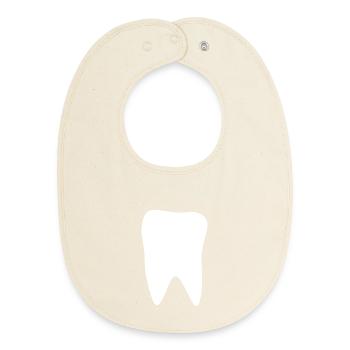 Tooth, Teeth, Dentist - Baby Organic Bib - soft Ecru - Front