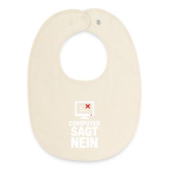 Computer Says No Meme - Baby Organic Bib - soft Ecru - Front