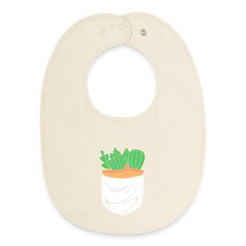 Cacti Plant Cactus - Baby Organic Bib - soft Ecru - Front