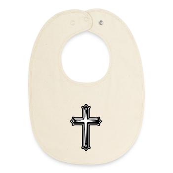 Symbole chrétien de la Croix de Jésus - Bavoir bébé bio - écru doux - Devant