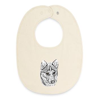 Wolfskopf Husky Linienzeichnung braune Augen - Baby Organic Lätzchen - Natur - Vorne