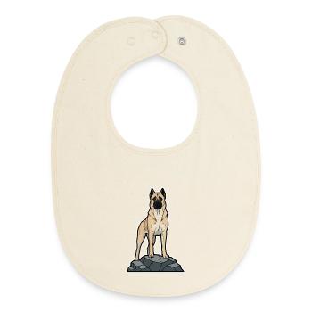 Anatolian Shepherd Dog on Protective Rock - Baby Organic Bib - soft Ecru - Front