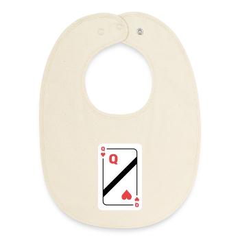 Queen of Hearts playing card Poker card - Baby Organic Bib - soft Ecru - Front