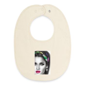Woman with jewelry - Baby Organic Bib - soft Ecru - Front