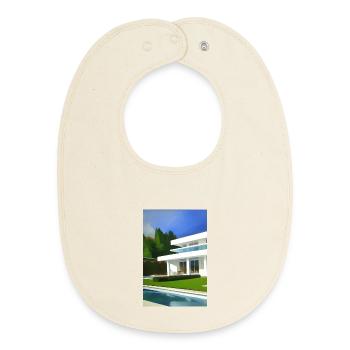 Weiße Villa mit Pool - Baby Organic Lätzchen - Natur - Vorne
