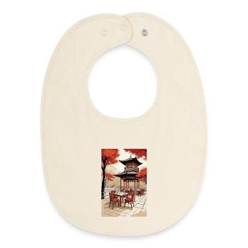 Café asiatique - Bavoir bébé bio - écru doux - Devant