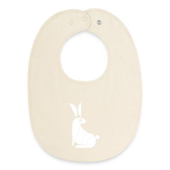 Funny White Rabbit - Baby Organic Bib - soft Ecru - Front