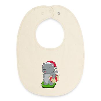 Forfait Noël chat - Bavoir bébé bio - écru doux - Devant