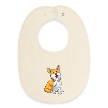 Corgi Schiedsrichter Pfeife - Baby Organic Lätzchen - Natur - Vorne