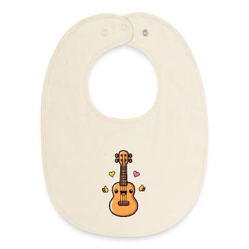 Ukulele Cartoon Style - Baby Organic Bib - soft Ecru - Front