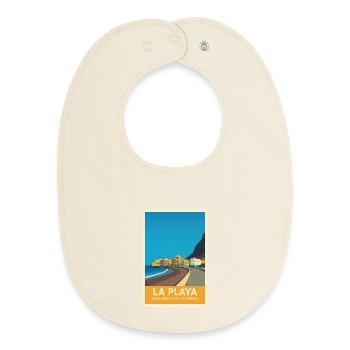 La Playa Affiche Valle Gran Rey - Bavoir bébé bio - écru doux - Devant