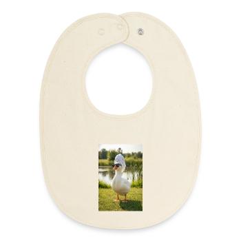 Spa Duck with Sunglasses - Baby Organic Bib - soft Ecru - Front