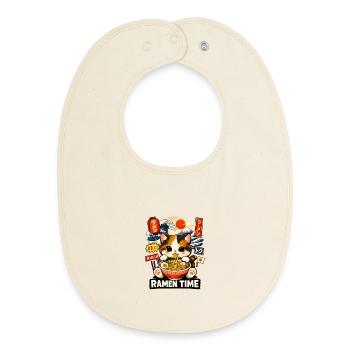 Ramen Zeit Katze Kawaii Bowl - Baby Organic Lätzchen - Natur - Vorne