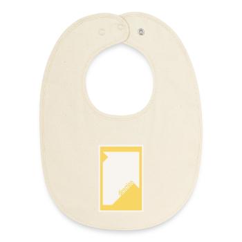Direction Poster Yellow – Bold Minimal Art - Baby Organic Bib - soft Ecru - Front