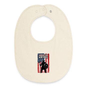 American Vikings – Viking Warrior USA Flagge - Baby Organic Lätzchen - Natur - Vorne