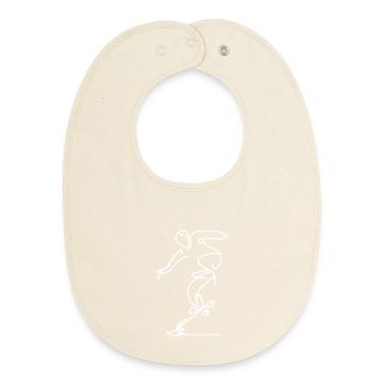 Skateboarder Drawing - Baby Organic Bib - soft Ecru - Front