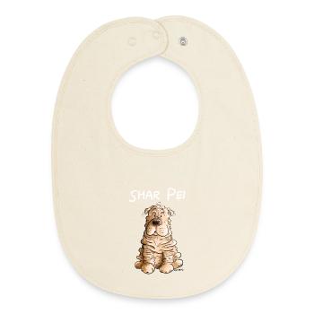 Happy Shar Pei I chien pliant - Bavoir bébé bio - écru doux - Devant