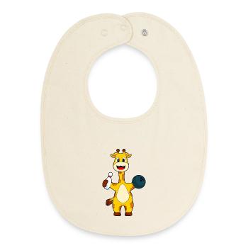Boule de bowling girafe - Bavoir bébé bio - écru doux - Devant