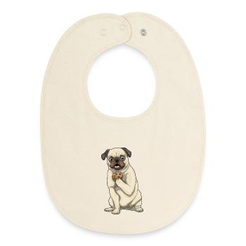 Pug Cookie - Bavoir bébé bio - écru doux - Devant