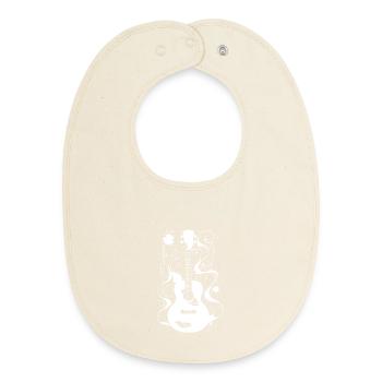 Ukulele Drawing - Baby Organic Bib - soft Ecru - Front