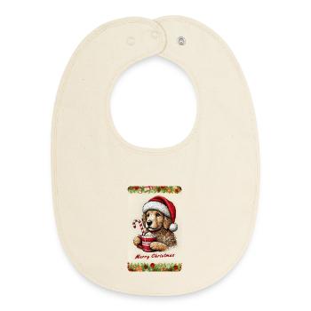 Chiot de Noël au chocolat chaud - Bavoir bébé bio - écru doux - Devant