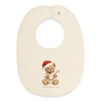 Cozy Teddy Xmas – Mode vacances : Activé - Bavoir bébé bio - écru doux - Devant