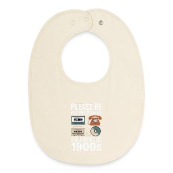 Please be patient I'm from the 1900's - Baby Organic Bib - soft Ecru - Front