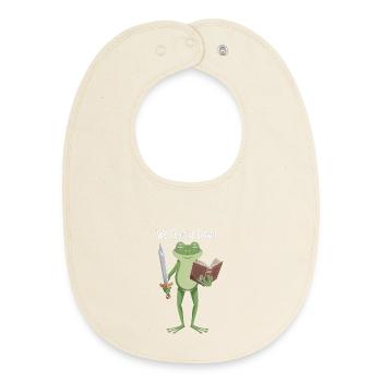 Frog Knight at Dawn - Baby Organic Bib - soft Ecru - Front
