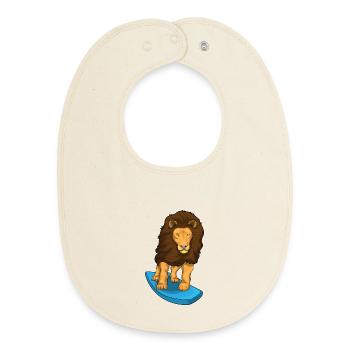 Lion Surfing Planche de surf Été - Bavoir bébé bio - écru doux - Devant