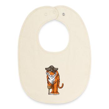 Tiger Pirat Holzbein Augenklappe - Baby Organic Lätzchen - Natur - Vorne