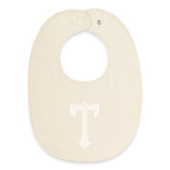 Mjöllnir symbole viking - Bavoir bébé bio - écru doux - Devant
