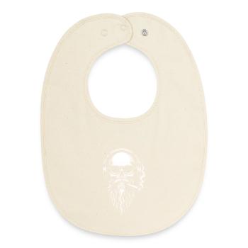 Monochrome Skull DJ with Beard - Baby Organic Bib - soft Ecru - Front