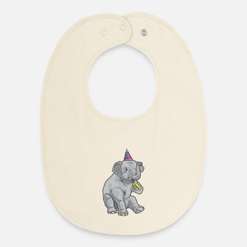 Crapaud d’anniversaire éléphant - Bavoir bébé bio - écru doux