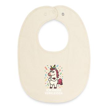 Carnival Muffle Costume Funny Unicorn Dress Up - Baby Organic Bib - soft Ecru - Front