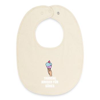 Eis Humorvoll Statement Süßigkeiten Nachspeise - Baby Organic Lätzchen - Natur - Vorne