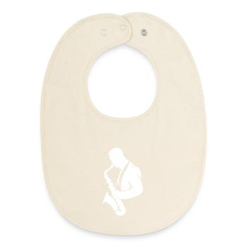 Saxophone Player Drawing - Baby Organic Bib - soft Ecru - Front
