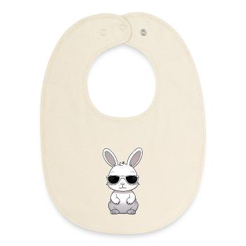 Cooler Hase mit Sonnenbrille - Baby Organic Lätzchen - Natur - Vorne