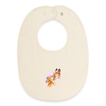 Love my fox - Baby Organic Bib - soft Ecru - Front
