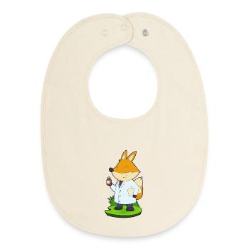 Médecine Fox Doctor - Bavoir bébé bio - écru doux - Devant