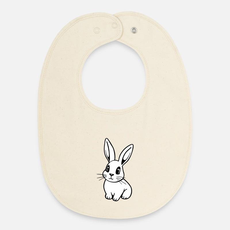 Lapin blanc mignon de Pâques  - Bavoir bébé bio - écru doux