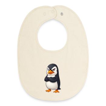 Cute penguin cartoon grumpy offended funny - Baby Organic Bib - soft Ecru - Front