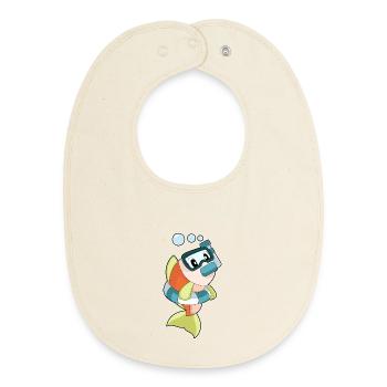 Fisch Taucher Schnorchel Tauchen - Baby Organic Lätzchen - Natur - Vorne