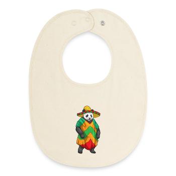 Panda Sombrero - Bavoir bébé bio - écru doux - Devant