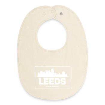 Leeds Skyline - Baby Organic Bib - soft Ecru - Front