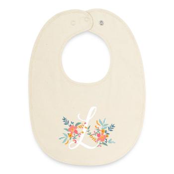 L Typographie Floral - Bavoir bébé bio - écru doux - Devant