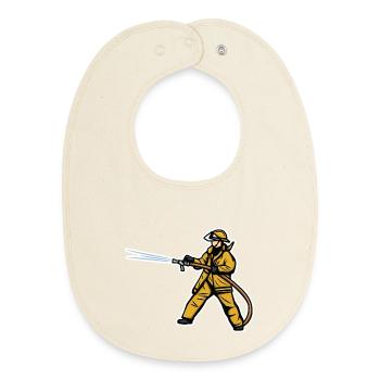 Firefighter Boy - Baby Organic Bib - soft Ecru - Front