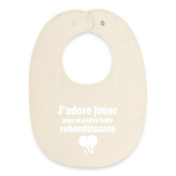 ping-pong, pongiste, tennis de table - Bavoir bébé bio - écru doux - Devant