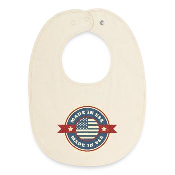 Fabriqué aux États-Unis Rétro Grunge Design américain - Bavoir bébé bio - écru doux - Devant